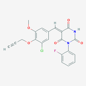 molecular formula C21H14ClFN2O5 B5065219 5-[3-chloro-5-methoxy-4-(2-propyn-1-yloxy)benzylidene]-1-(2-fluorophenyl)-2,4,6(1H,3H,5H)-pyrimidinetrione 