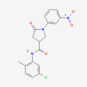 molecular formula C18H16ClN3O4 B5065309 N-(5-chloro-2-methylphenyl)-1-(3-nitrophenyl)-5-oxo-3-pyrrolidinecarboxamide 