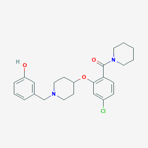 molecular formula C24H29ClN2O3 B5065314 3-({4-[5-chloro-2-(1-piperidinylcarbonyl)phenoxy]-1-piperidinyl}methyl)phenol 