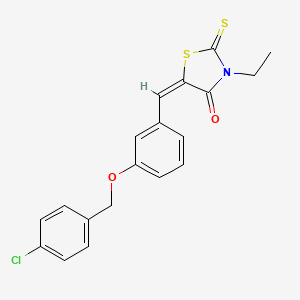 molecular formula C19H16ClNO2S2 B5065315 5-{3-[(4-chlorobenzyl)oxy]benzylidene}-3-ethyl-2-thioxo-1,3-thiazolidin-4-one 
