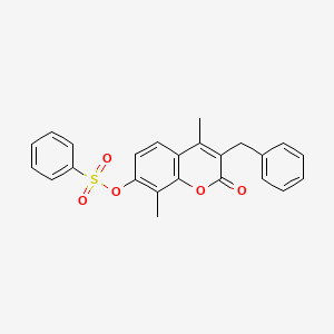 molecular formula C24H20O5S B5065338 3-benzyl-4,8-dimethyl-2-oxo-2H-chromen-7-yl benzenesulfonate 
