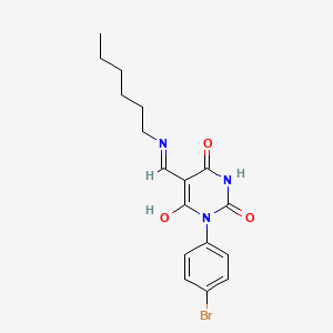 molecular formula C17H20BrN3O3 B5065349 1-(4-bromophenyl)-5-[(hexylamino)methylene]-2,4,6(1H,3H,5H)-pyrimidinetrione 