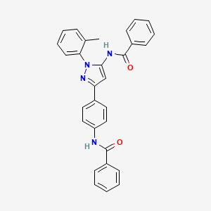 molecular formula C30H24N4O2 B5065369 N-{4-[5-(benzoylamino)-1-(2-methylphenyl)-1H-pyrazol-3-yl]phenyl}benzamide 