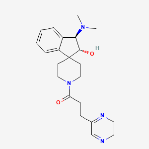 (2R*,3R*)-3-(dimethylamino)-1'-[3-(2-pyrazinyl)propanoyl]-2,3-dihydrospiro[indene-1,4'-piperidin]-2-ol