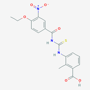 molecular formula C18H17N3O6S B5065387 3-({[(4-ethoxy-3-nitrobenzoyl)amino]carbonothioyl}amino)-2-methylbenzoic acid 
