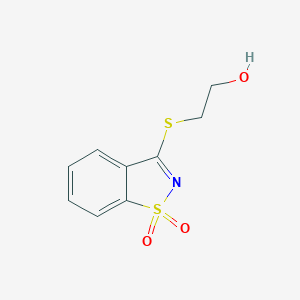 molecular formula C9H9NO3S2 B506545 2-[(1,1-Dioxido-1,2-benzothiazol-3-yl)sulfanyl]ethanol CAS No. 109538-84-3