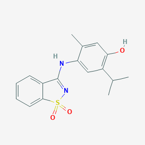 molecular formula C17H18N2O3S B506546 4-[(1,1-Dioxido-1,2-benzisothiazol-3-yl)amino]-2-isopropyl-5-methylphenol CAS No. 296790-98-2