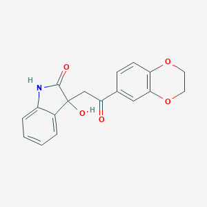 molecular formula C18H15NO5 B506554 3-[2-(2,3-dihydro-1,4-benzodioxin-6-yl)-2-oxoethyl]-3-hydroxy-1,3-dihydro-2H-indol-2-one CAS No. 296793-35-6
