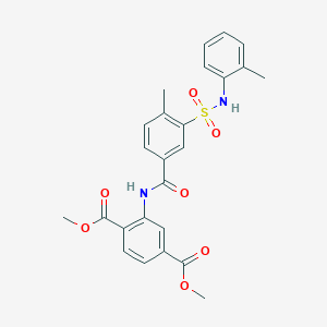 molecular formula C25H24N2O7S B5065569 dimethyl 2-[(4-methyl-3-{[(2-methylphenyl)amino]sulfonyl}benzoyl)amino]terephthalate 