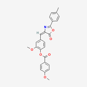 molecular formula C26H21NO6 B5065583 2-methoxy-4-{[2-(4-methylphenyl)-5-oxo-1,3-oxazol-4(5H)-ylidene]methyl}phenyl 4-methoxybenzoate 