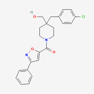 molecular formula C23H23ClN2O3 B5065597 {4-(4-chlorobenzyl)-1-[(3-phenyl-5-isoxazolyl)carbonyl]-4-piperidinyl}methanol 