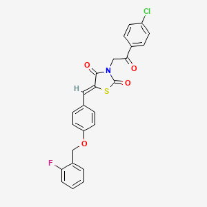 molecular formula C25H17ClFNO4S B5065612 3-[2-(4-chlorophenyl)-2-oxoethyl]-5-{4-[(2-fluorobenzyl)oxy]benzylidene}-1,3-thiazolidine-2,4-dione 