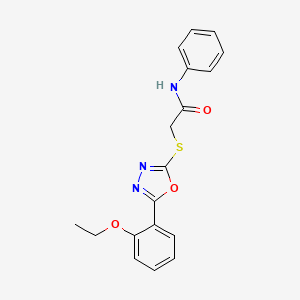 molecular formula C18H17N3O3S B5065638 2-{[5-(2-ethoxyphenyl)-1,3,4-oxadiazol-2-yl]thio}-N-phenylacetamide 