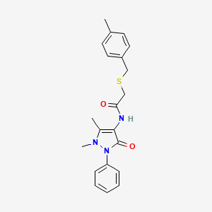 molecular formula C21H23N3O2S B5065718 N-(1,5-dimethyl-3-oxo-2-phenyl-2,3-dihydro-1H-pyrazol-4-yl)-2-[(4-methylbenzyl)thio]acetamide 