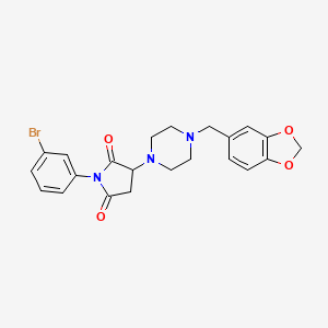 molecular formula C22H22BrN3O4 B5065728 3-[4-(1,3-benzodioxol-5-ylmethyl)-1-piperazinyl]-1-(3-bromophenyl)-2,5-pyrrolidinedione 