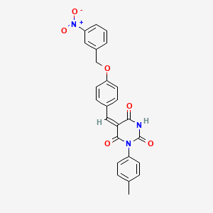 molecular formula C25H19N3O6 B5065750 1-(4-methylphenyl)-5-{4-[(3-nitrobenzyl)oxy]benzylidene}-2,4,6(1H,3H,5H)-pyrimidinetrione 
