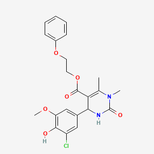 molecular formula C22H23ClN2O6 B5065769 2-phenoxyethyl 4-(3-chloro-4-hydroxy-5-methoxyphenyl)-1,6-dimethyl-2-oxo-1,2,3,4-tetrahydro-5-pyrimidinecarboxylate 