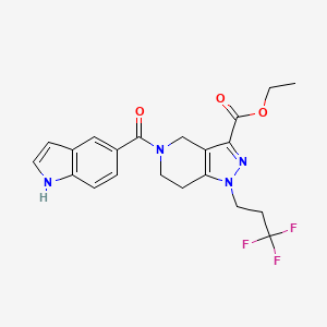 molecular formula C21H21F3N4O3 B5065821 ethyl 5-(1H-indol-5-ylcarbonyl)-1-(3,3,3-trifluoropropyl)-4,5,6,7-tetrahydro-1H-pyrazolo[4,3-c]pyridine-3-carboxylate 