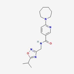 molecular formula C18H25N5O2 B5065918 6-(1-azepanyl)-N-[(5-isopropyl-1,2,4-oxadiazol-3-yl)methyl]nicotinamide 