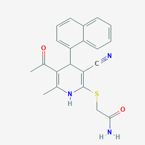 molecular formula C21H19N3O2S B5065944 2-[(5-Acetyl-3-cyano-6-methyl-4-naphthalen-1-yl-1,4-dihydropyridin-2-yl)sulfanyl]acetamide 