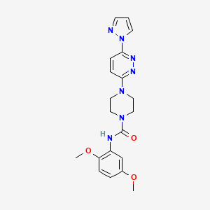 molecular formula C20H23N7O3 B5066001 N-(2,5-dimethoxyphenyl)-4-[6-(1H-pyrazol-1-yl)-3-pyridazinyl]-1-piperazinecarboxamide 