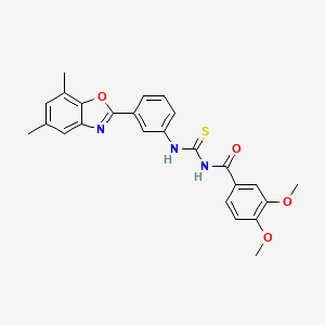 molecular formula C25H23N3O4S B5066031 N-({[3-(5,7-dimethyl-1,3-benzoxazol-2-yl)phenyl]amino}carbonothioyl)-3,4-dimethoxybenzamide 