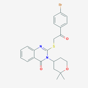 molecular formula C23H23BrN2O3S B5066061 2-{[2-(4-bromophenyl)-2-oxoethyl]thio}-3-(2,2-dimethyltetrahydro-2H-pyran-4-yl)-4(3H)-quinazolinone 