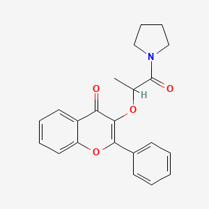 molecular formula C22H21NO4 B5066072 3-(1-Oxo-1-pyrrolidin-1-ylpropan-2-yl)oxy-2-phenylchromen-4-one 