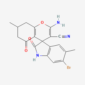2-amino-6'-bromo-5',7-dimethyl-2',5-dioxo-1',2',5,6,7,8-hexahydrospiro[chromene-4,3'-indole]-3-carbonitrile