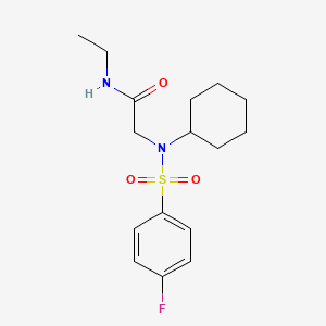 molecular formula C16H23FN2O3S B5066109 N~2~-cyclohexyl-N~1~-ethyl-N~2~-[(4-fluorophenyl)sulfonyl]glycinamide 