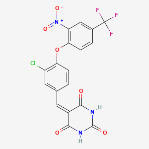 molecular formula C18H9ClF3N3O6 B5066111 5-{3-chloro-4-[2-nitro-4-(trifluoromethyl)phenoxy]benzylidene}-2,4,6(1H,3H,5H)-pyrimidinetrione 