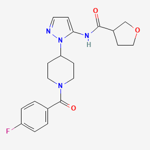 molecular formula C20H23FN4O3 B5066144 N-{1-[1-(4-fluorobenzoyl)-4-piperidinyl]-1H-pyrazol-5-yl}tetrahydro-3-furancarboxamide 