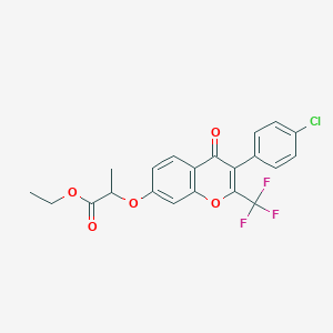 molecular formula C21H16ClF3O5 B5066235 ethyl 2-{[3-(4-chlorophenyl)-4-oxo-2-(trifluoromethyl)-4H-chromen-7-yl]oxy}propanoate 