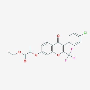 ethyl 2-{[3-(4-chlorophenyl)-4-oxo-2-(trifluoromethyl)-4H-chromen-7-yl]oxy}propanoate