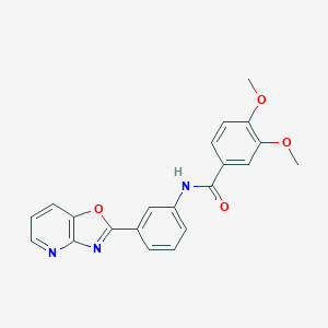 molecular formula C21H17N3O4 B506629 3,4-Dimethoxy-N-(3-oxazolo[4,5-b]pyridin-2-yl-phenyl)-benzamide CAS No. 334502-91-9