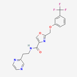 molecular formula C18H15F3N4O3 B5066298 N-[2-(2-pyrazinyl)ethyl]-2-{[3-(trifluoromethyl)phenoxy]methyl}-1,3-oxazole-4-carboxamide 