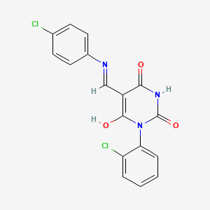 1-(2-chlorophenyl)-5-{[(4-chlorophenyl)amino]methylene}-2,4,6(1H,3H,5H)-pyrimidinetrione