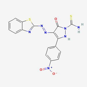 molecular formula C17H11N7O3S2 B5066362 4-(1,3-benzothiazol-2-ylhydrazono)-3-(4-nitrophenyl)-5-oxo-4,5-dihydro-1H-pyrazole-1-carbothioamide 