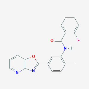 molecular formula C20H14FN3O2 B506641 2-fluoro-N-(2-methyl-5-[1,3]oxazolo[4,5-b]pyridin-2-ylphenyl)benzamide CAS No. 292058-19-6