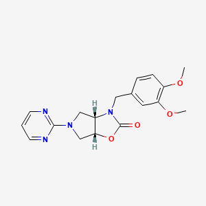 molecular formula C18H20N4O4 B5066413 (3aS*,6aR*)-3-(3,4-dimethoxybenzyl)-5-(2-pyrimidinyl)hexahydro-2H-pyrrolo[3,4-d][1,3]oxazol-2-one 