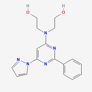 molecular formula C17H19N5O2 B5066455 2,2'-{[2-phenyl-6-(1H-pyrazol-1-yl)-4-pyrimidinyl]imino}diethanol 
