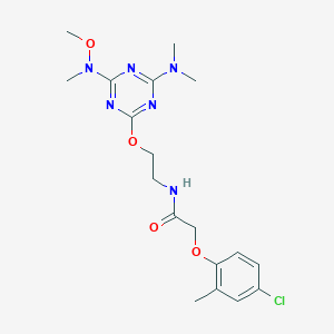 molecular formula C18H25ClN6O4 B5066544 2-(4-chloro-2-methylphenoxy)-N-[2-({4-(dimethylamino)-6-[methoxy(methyl)amino]-1,3,5-triazin-2-yl}oxy)ethyl]acetamide 