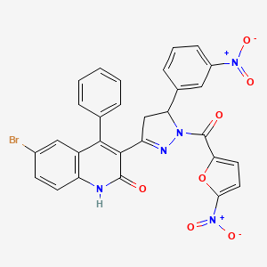 molecular formula C29H18BrN5O7 B5066580 6-bromo-3-[1-(5-nitro-2-furoyl)-5-(3-nitrophenyl)-4,5-dihydro-1H-pyrazol-3-yl]-4-phenyl-2(1H)-quinolinone 