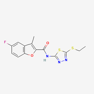 molecular formula C14H12FN3O2S2 B5066595 N-[5-(ethylthio)-1,3,4-thiadiazol-2-yl]-5-fluoro-3-methyl-1-benzofuran-2-carboxamide 