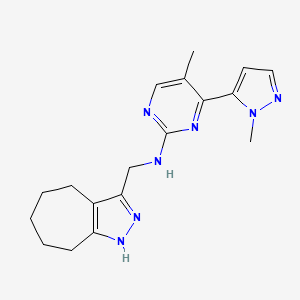 molecular formula C18H23N7 B5066636 N-(1,4,5,6,7,8-hexahydrocyclohepta[c]pyrazol-3-ylmethyl)-5-methyl-4-(1-methyl-1H-pyrazol-5-yl)pyrimidin-2-amine 