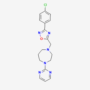 molecular formula C18H19ClN6O B5066679 1-{[3-(4-chlorophenyl)-1,2,4-oxadiazol-5-yl]methyl}-4-(2-pyrimidinyl)-1,4-diazepane 