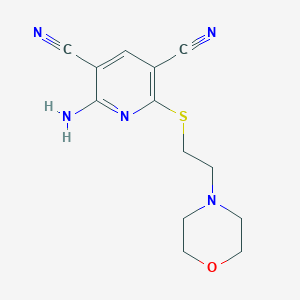 molecular formula C13H15N5OS B506668 2-Amino-6-(2-morpholin-4-ylethylsulfanyl)pyridine-3,5-dicarbonitrile CAS No. 336181-11-4