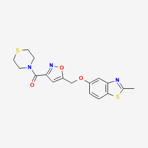 molecular formula C17H17N3O3S2 B5066693 2-methyl-5-{[3-(4-thiomorpholinylcarbonyl)-5-isoxazolyl]methoxy}-1,3-benzothiazole 