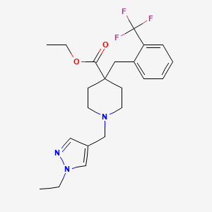 molecular formula C22H28F3N3O2 B5066719 ethyl 1-[(1-ethyl-1H-pyrazol-4-yl)methyl]-4-[2-(trifluoromethyl)benzyl]-4-piperidinecarboxylate 