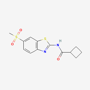 molecular formula C13H14N2O3S2 B5066727 N-[6-(methylsulfonyl)-1,3-benzothiazol-2-yl]cyclobutanecarboxamide 